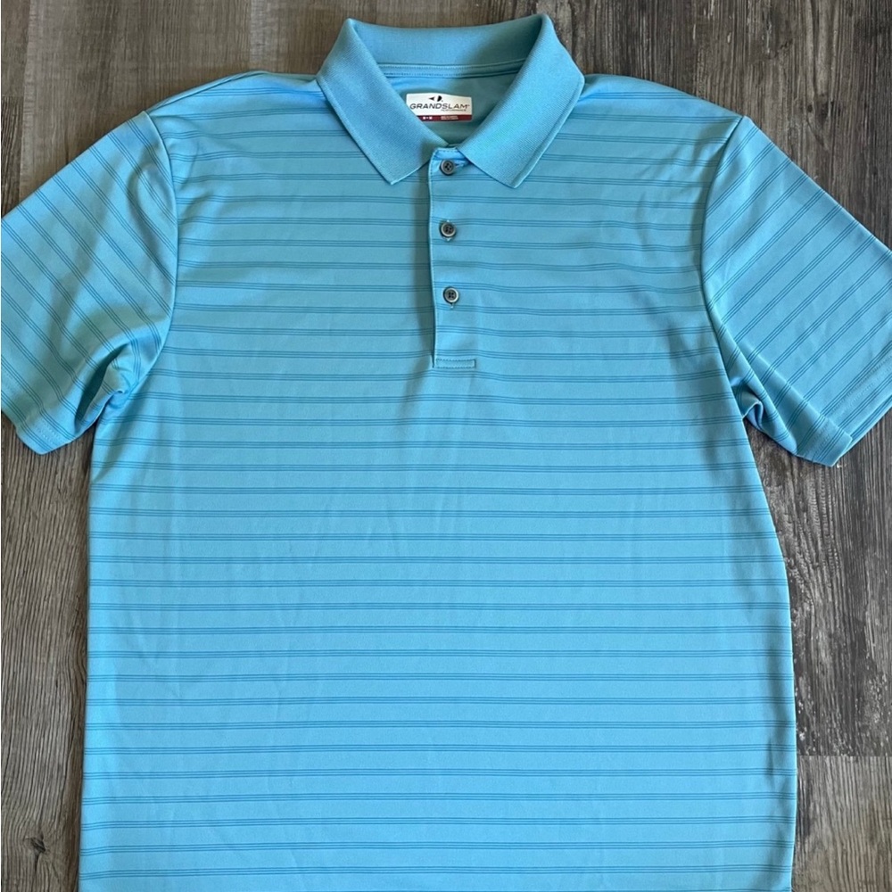 Mens Short Sleeved Teal Grand Slam Polo Shirt Size M